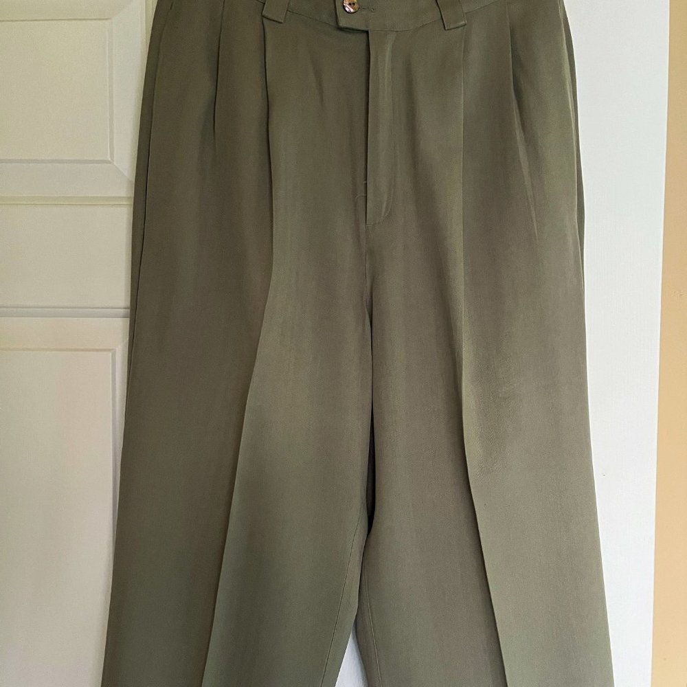 Tommy Bahama Wide Leg Silk Pants in Sage